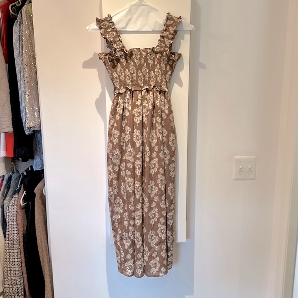 Altar'd State Brown Floral Midi Dress
